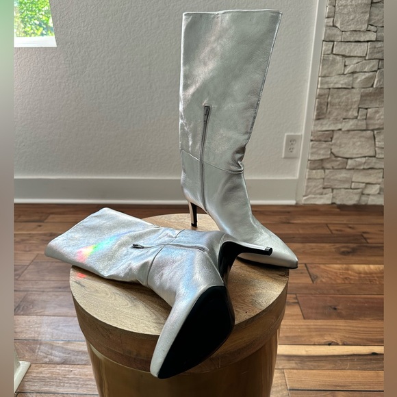 INEZ Mila Soft Silver Pointy Toe Heeled Boots sz: 9 NWOB - Picture 3 of 13